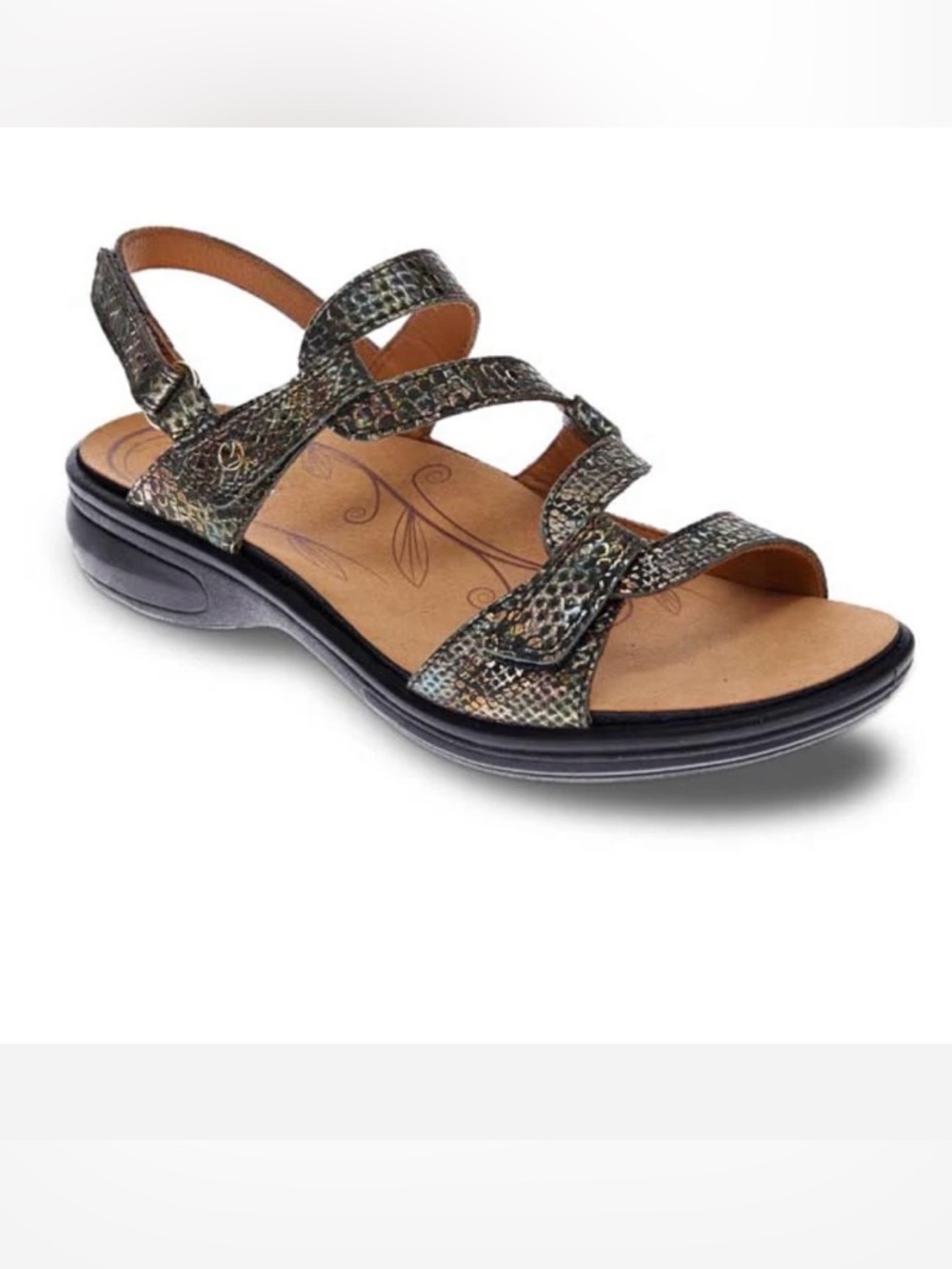 Revere Adjustable-strap‎ leather Sandal Size 11 in metallic snake print